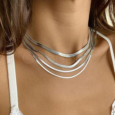304 Stainless Steel Snake Chain Necklaces for Women WG80FEF-40-1