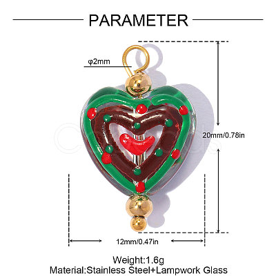 304 Stainless Steel with Glass Pendants GL-OY001-03G-02-1