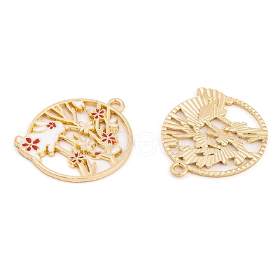 Rack Plating Alloy Enamel Pendants FIND-A040-05A-01G-1