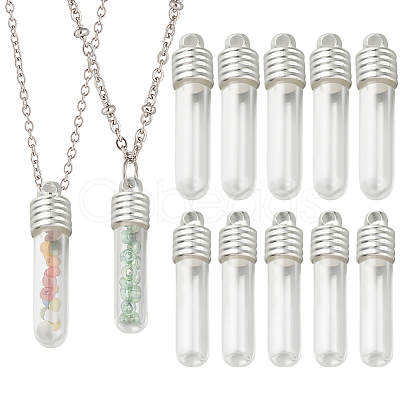 12Pcs 2 Style Clear Glass Tube Wish Bottle Pendants FIND-PH0017-07-1