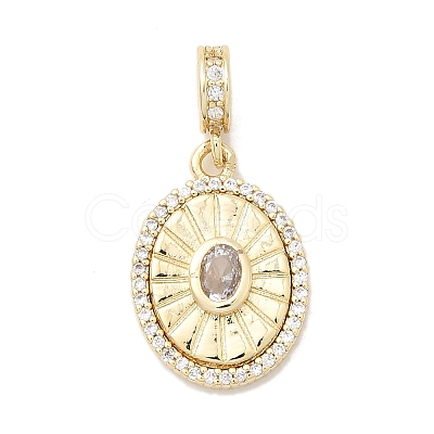 Brass Pave Clear Cubic Zirconia European Dangle Charms KK-H529-22G-1