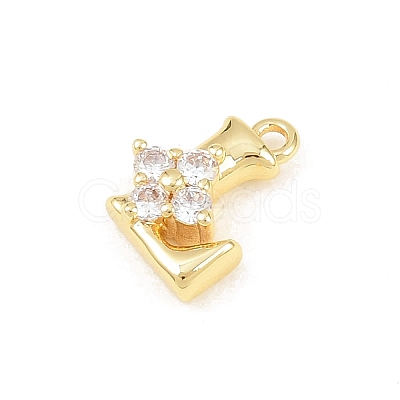 Brass Micro Pave Clear Cubic Zirconia Charms KK-Z151-18G-L-1