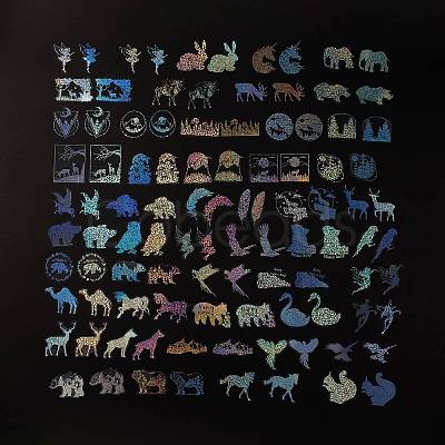 100Pcs 50 Styles Animals PET Waterproof Laser Stickers Sets STIC-P002-04-1