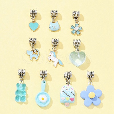 10Pcs 10 Styles Alloy Enamel & Resin European Dangle Charms PALLOY-FZ00006-1