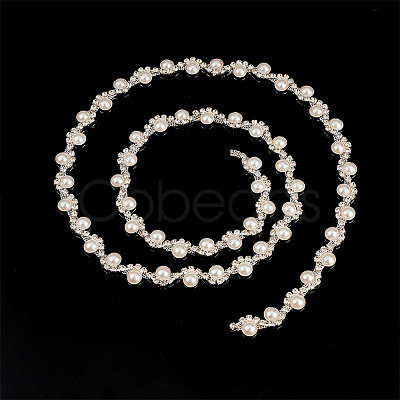 1 Yard Crystal Rhinestone Cup Chains with Plastic Pearl Beaded DIY-GA0005-72-1