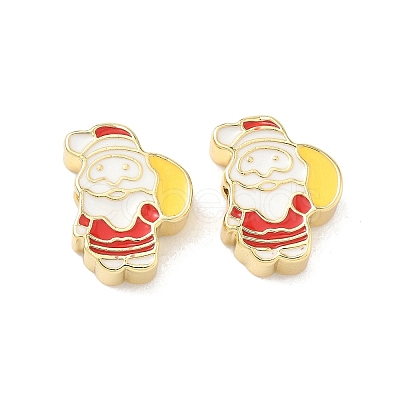 Christmas Brass Enamel Beads KK-I474-G10-1