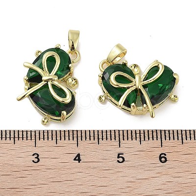 Golden Brass Glass Pendants KK-R161-02G-02-1