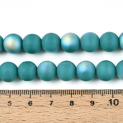 Frosted Opaque Glass Beads Strands GLAA-T032-P10mm-MBB12-1