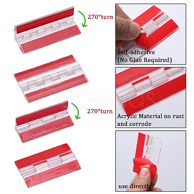 Gorgecraft 4Pcs 2 Styles Acrylic Self Adhesive Hinge FIND-GF0005-55-1