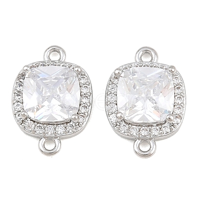 Brass Micro Pave Clear Cubic Zirconia Connector Charms CU-CBA7BFE-01A-P-1