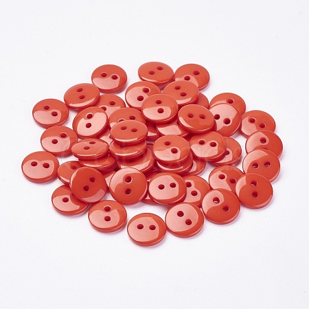 2-Hole Flat Round Resin Sewing Buttons for Costume Design BUTT-E119-18L-08-1