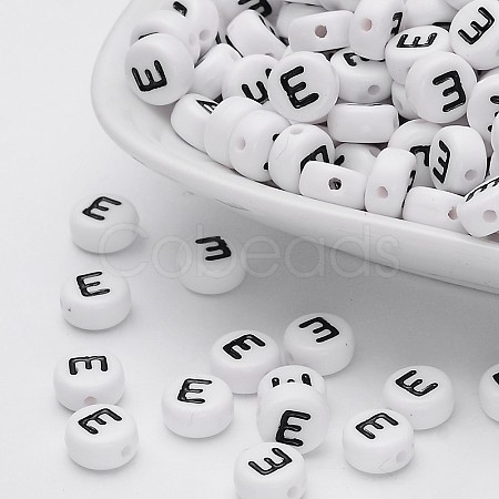 Acrylic Horizontal Hole Letter Beads X-PL37C9070-E-1