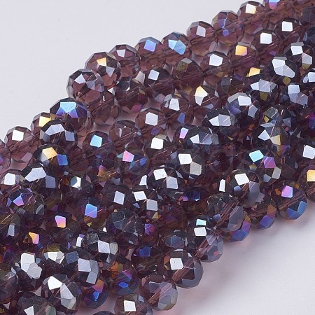 Electroplate Glass Beads Strands X-GR10MMY-04AB-1