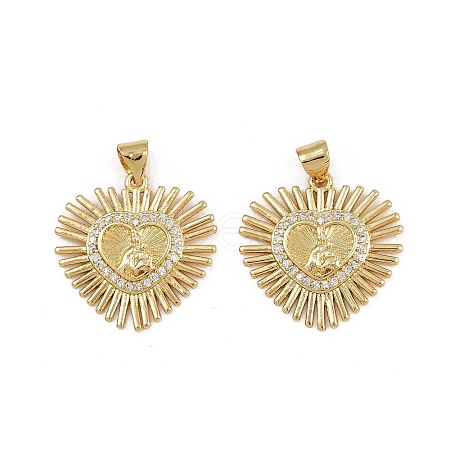 Brass Micro Pave Clear Cubic Zirconia Pendants ZIRC-I367-13G-07-1