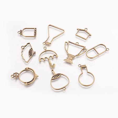 Rack Plating Alloy Open Back Bezel Pendants PALLOY-X0037-01AB-1