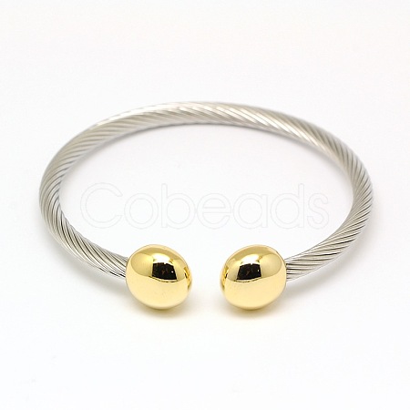 304 Stainless Steel Torque Bangles BJEW-N225-76G-1