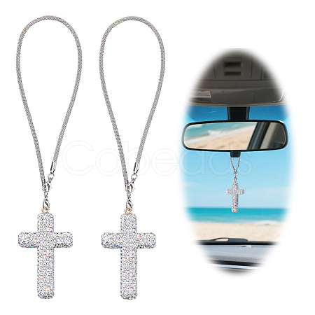 2Pcs Stainless Steel Rhinestone Pendant Decorations AJEW-DC0003-68-1