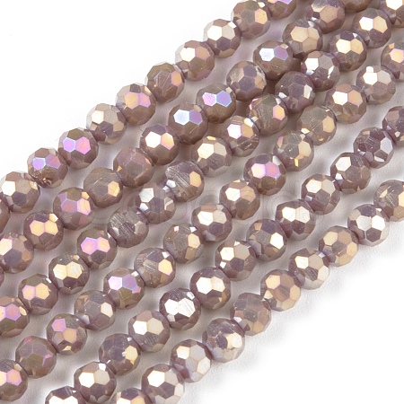 Round Full Rainbow Plated Faceted(32 Facets) Electroplate Glass Beads Strands X-EGLA-J130-FR12-1