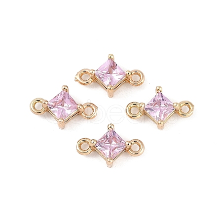 Brass Pave Glass Rhombus Links Connector Charms X1-GLAA-Q088-001A-1