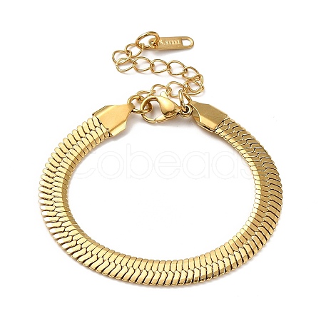 Ion Plating(IP) 304 Stainless Steel Herringbone Chain Bracelet for Men Women BJEW-E058-01E-G-1