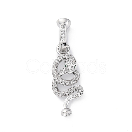 Brass Micro Pave Cubic Zirconia Fold Over Clasps KK-D360-13P-1