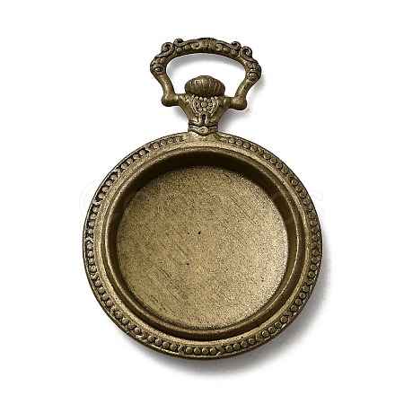 Flat Round Alloy Pendant Cabochon Settings PALLOY-J414B-AB-NF-1