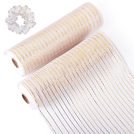 2 Rolls PP Decor Mesh Ribbon with Metallic Foil for Wreath Swags Party Decoration OCOR-TA0003-40-1