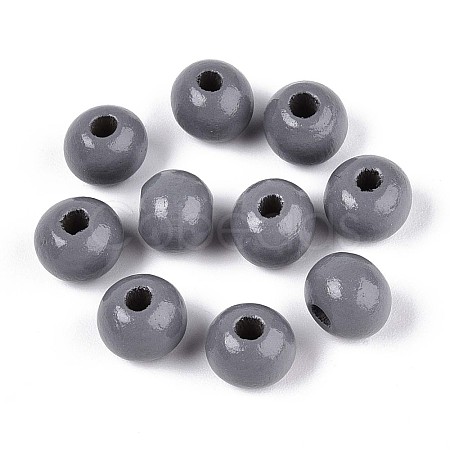 Spray Painted Round Natural Schima Wood Beads WOOD-A018-8mm-11-1