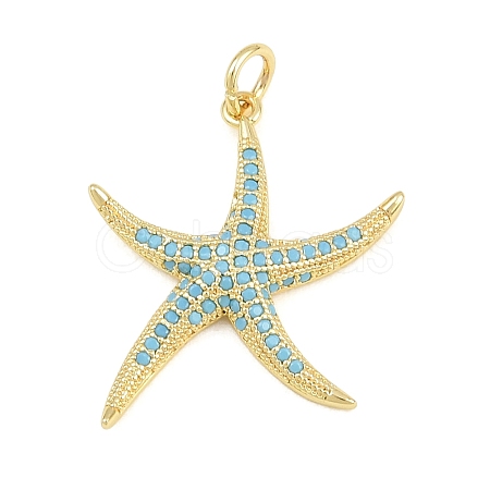 Brass Micro Pave Sky Blue Cubic Zirconia Pendants CU-CBA4A93-01C-G-1