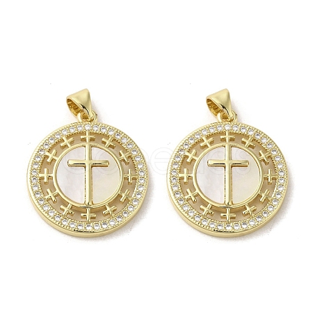 Brass Micro Pave Clear Cubic Zirconia Pendants KK-I708-04C-G-1