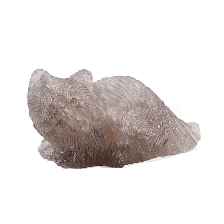 Natural Smoky Quartz Carved Cat Figurine G-Q615-04B-1