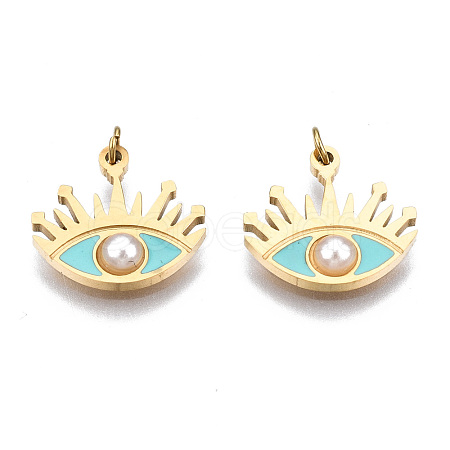 316 Surgical Stainless Steel Enamel Charms STAS-S116-382B-G-1