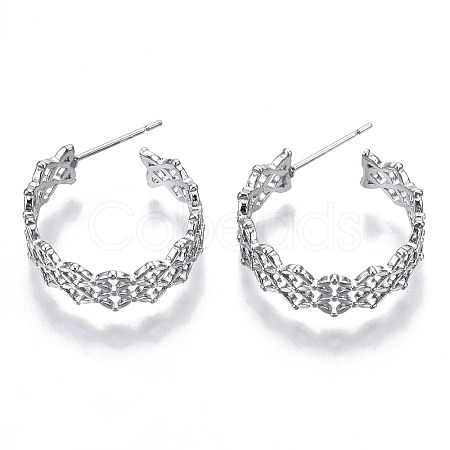 Brass Half Hoop Earrings KK-N232-114P-NF-1