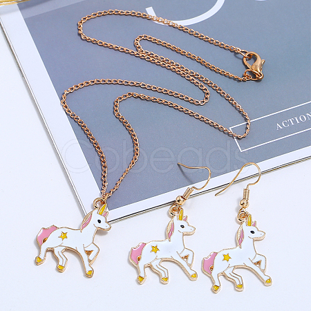 Christmas Theme Alloy Enamel Pendant Necklace & Dangle Earrings Set FN1321-2-1