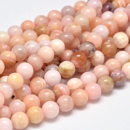 Round Natural Pink Opal Bead Strands G-F289-23-8mm-1