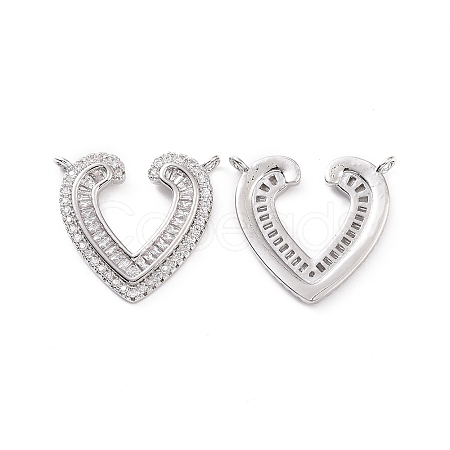 Brass Pave Clear Cubic Zirconia Pendants KK-E068-VC476-1