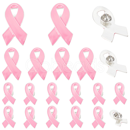 20 Sets 3 Sizes Breast Cancer Awareness Ribbon Enamel Pin JEWB-NB0001-19-1