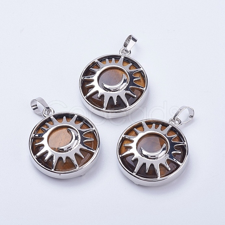 Natural Tiger Eye Pendants G-K234-B05-1
