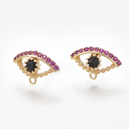 Brass Cubic Zirconia Stud Earring Findings X-KK-S350-350-1