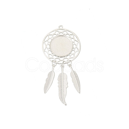 Hollow Alloy Pendants Cabochons Settings PALLOY-TAC0127-04S-1