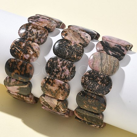 Natural Rhodonite Beads Stretch Bracelets for Women Men BJEW-I323-02F-1
