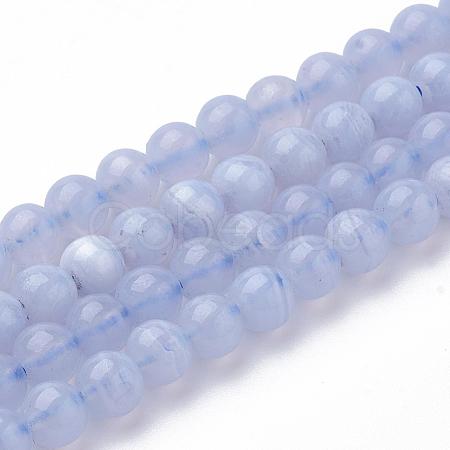 Natural Blue Chalcedony Bead Strands G-R193-02-4mm-1