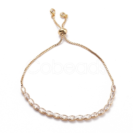 Cubic Zirconia Oval Tennis Bracelet for Men Women Gift BJEW-F417-05G-RS-1