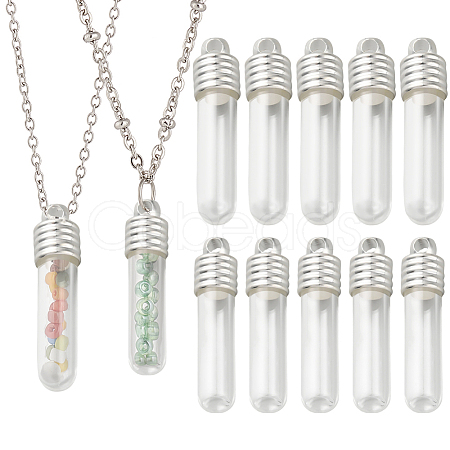 12Pcs 2 Style Clear Glass Tube Wish Bottle Pendants FIND-PH0017-07-1
