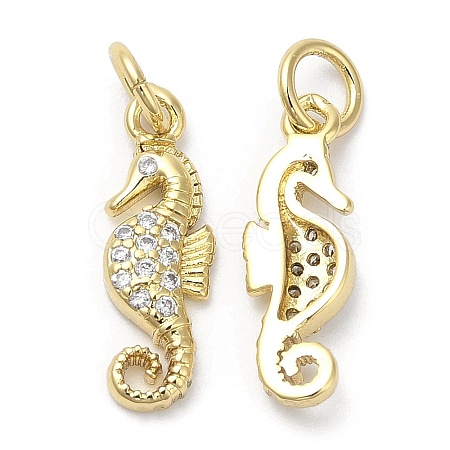 Brass Micro Pave Cubic Zirconia Pendants X-KK-Q775-04G-1