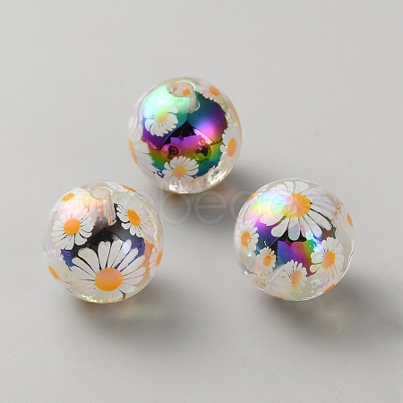 UV Plating Printed Transparent Acrylic Beads TACR-WH0013-19A-1