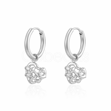 Non-Tarnish Heart 304 Stainless Steel Hoop Earrings for Women SJ0663-2-1