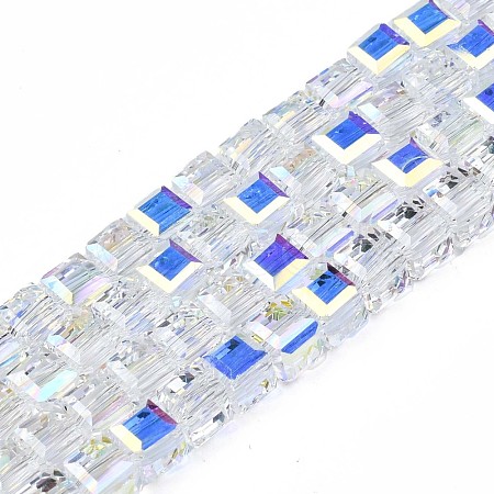 Electroplate Transparent Glass Beads Strands EGLA-N002-17A-B01-1