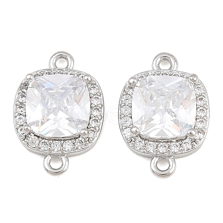 Brass Micro Pave Clear Cubic Zirconia Connector Charms CU-CBA7BFE-01A-P-1