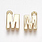 Brass Charms, Nickel Free, Letter, Golden, Letter.M, 8.5x5.5x1.5mm, Hole: 0.8mm